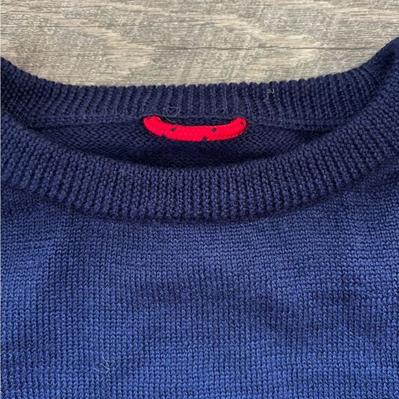 GANT Mens Wool Navy Blue Sweater Crewneck Long Sleeve Pullover Stripe Size L - Picture 3 of 10
